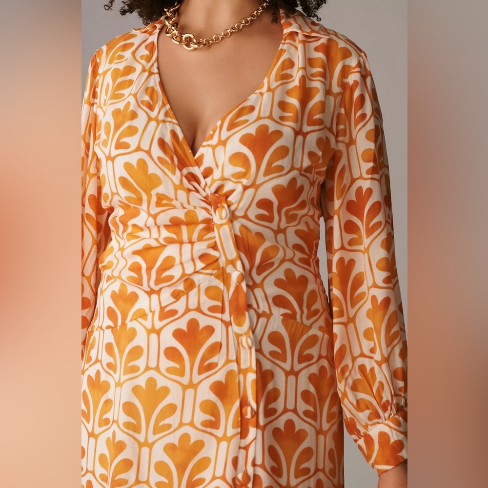 Anthropologie Maeve Printed Wrap Shirt Dress - Picture 8 of 16